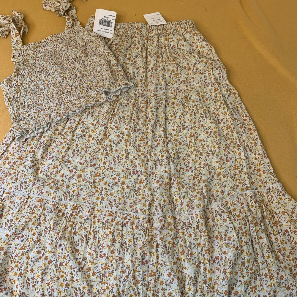 Speechless Floral Kids Matching Set in Cream and Brown